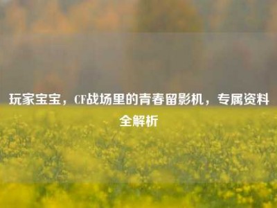 玩家宝宝，CF战场里的青春留影机，专属资料全解析