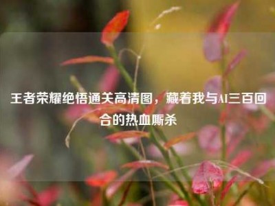 王者荣耀绝悟通关高清图，藏着我与AI三百回合的热血厮杀