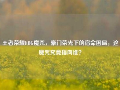 王者荣耀EDG魔咒，豪门荣光下的宿命困局，这魔咒究竟指向谁？