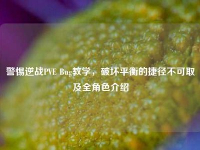 警惕逆战PVE Bug教学，破坏平衡的捷径不可取及全角色介绍