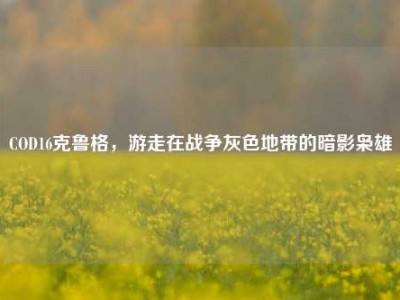 COD16克鲁格，游走在战争灰色地带的暗影枭雄