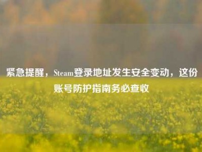 紧急提醒，Steam登录地址发生安全变动，这份账号防护指南务必查收