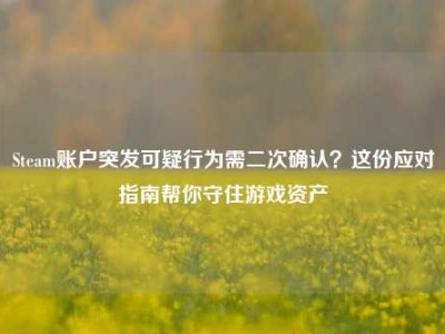 Steam账户突发可疑行为需二次确认？这份应对指南帮你守住游戏资产