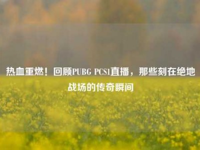 热血重燃！回顾PUBG PCS1直播，那些刻在绝地战场的传奇瞬间