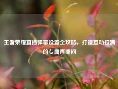 王者荣耀直播弹幕设置全攻略，打造互动拉满的专属直播间