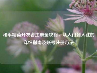 和平精英开发者注册全攻略，从入门到入驻的详细指南及账号注册方法