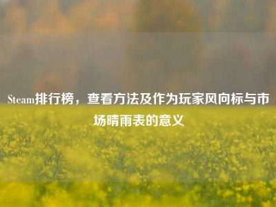 Steam排行榜，查看方法及作为玩家风向标与市场晴雨表的意义
