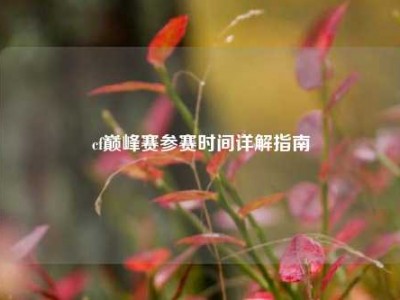 cf巅峰赛参赛时间详解指南