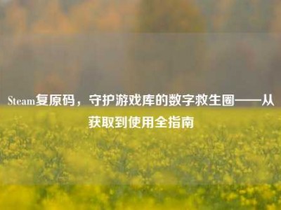Steam复原码，守护游戏库的数字救生圈——从获取到使用全指南