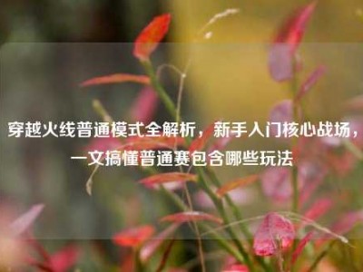 穿越火线普通模式全解析，新手入门核心战场，一文搞懂普通赛包含哪些玩法