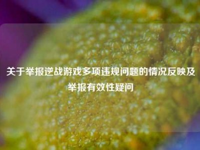 关于举报逆战游戏多项违规问题的情况反映及举报有效性疑问