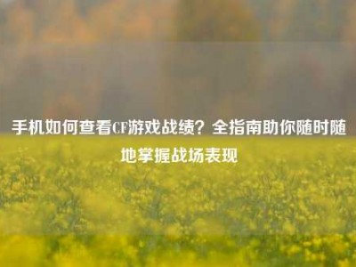 手机如何查看CF游戏战绩？全指南助你随时随地掌握战场表现