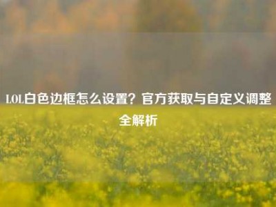 LOL白色边框怎么设置？官方获取与自定义调整全解析