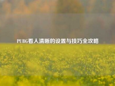 PUBG看人清晰的设置与技巧全攻略