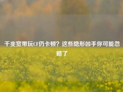 千兆宽带玩CF仍卡顿？这些隐形凶手你可能忽略了