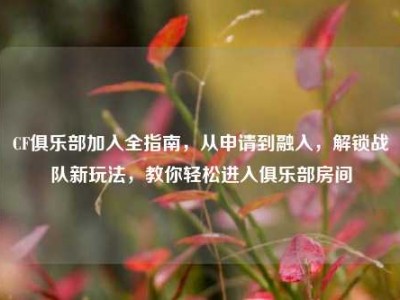 CF俱乐部加入全指南，从申请到融入，解锁战队新玩法，教你轻松进入俱乐部房间