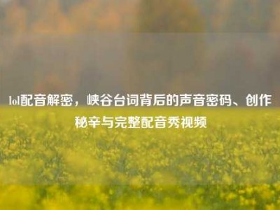 lol配音解密，峡谷台词背后的声音密码、创作秘辛与完整配音秀视频