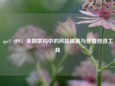 spv：SPV：金融架构中的风险隔离与价值创造工具