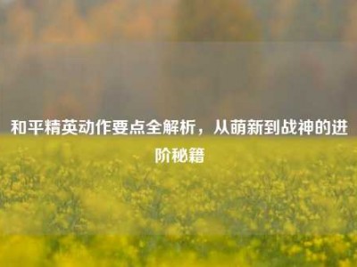 和平精英动作要点全解析，从萌新到战神的进阶秘籍