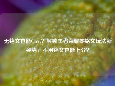 无铭文也能Carry？解锁王者荣耀零铭文玩法新姿势，不用铭文也能上分？