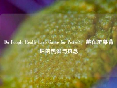 Do People Really Love Game for Peace?，藏在屏幕背后的热爱与执念