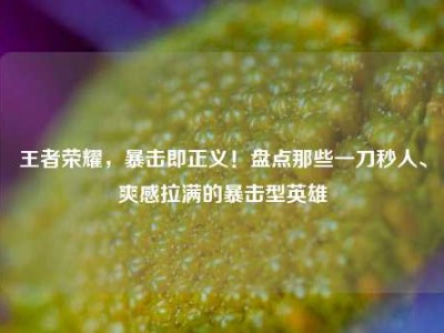 王者荣耀，暴击即正义！盘点那些一刀秒人、爽感拉满的暴击型英雄