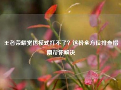 王者荣耀觉悟模式打不了？这份全方位排查指南帮你解决