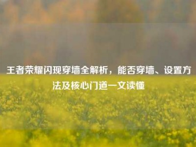 王者荣耀闪现穿墙全解析，能否穿墙、设置方法及核心门道一文读懂
