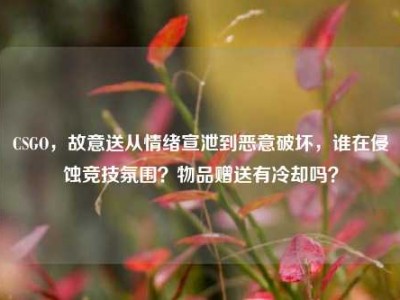 CSGO，故意送从情绪宣泄到恶意破坏，谁在侵蚀竞技氛围？物品赠送有冷却吗？
