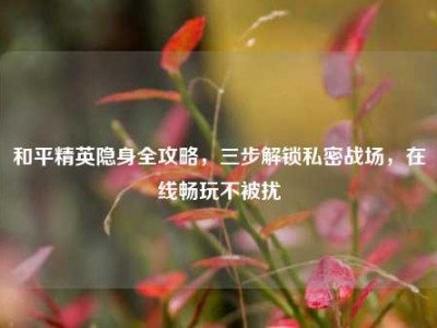 和平精英隐身全攻略，三步解锁私密战场，在线畅玩不被扰