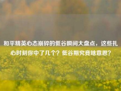 和平精英心态崩碎的低谷瞬间大盘点，这些扎心时刻你中了几个？低谷期究竟啥意思？
