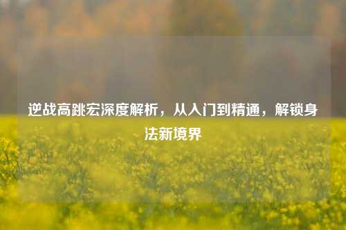 逆战高跳宏深度解析，从入门到精通，解锁身法新境界