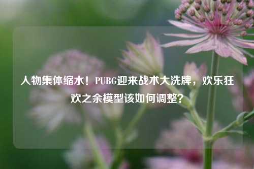 人物集体缩水!PUBG迎来战术大洗牌,欢乐狂欢之余模型该如何调整?