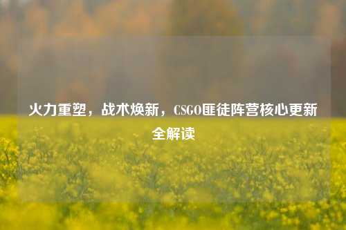 火力重塑，战术焕新，CSGO匪徒阵营核心更新全解读