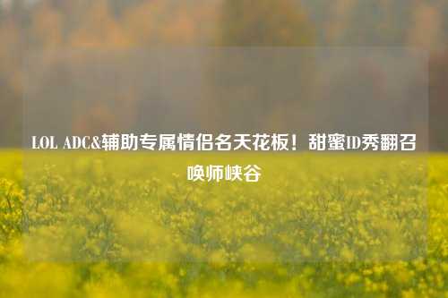 LOL ADC&辅助专属情侣名天花板！甜蜜ID秀翻召唤师峡谷