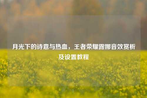 月光下的诗意与热血，王者荣耀露娜音效赏析及设置教程