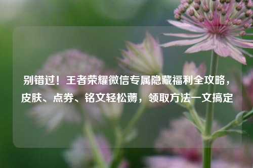 别错过!王者荣耀微信专属隐藏福利全攻略,皮肤、点券、铭文轻松薅,领取方法一文搞定