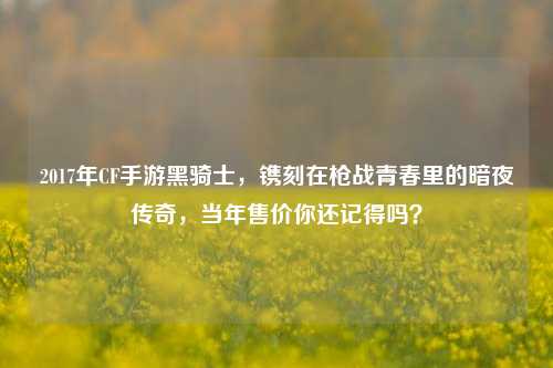 2017年CF手游黑骑士，镌刻在枪战青春里的暗夜传奇，当年售价你还记得吗？
