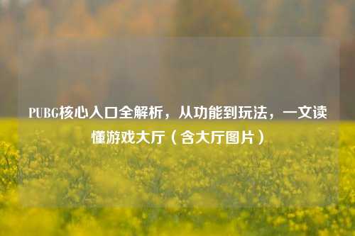 PUBG核心入口全解析,从功能到玩法,一文读懂游戏大厅(含大厅图片)
