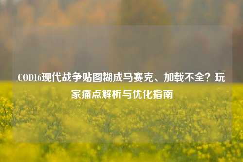 COD16现代战争贴图糊成马赛克、加载不全?玩家痛点解析与优化指南