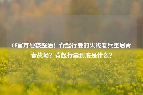 CF官方硬核整活!背起行囊的火线老兵重启青春战场?背起行囊到底是什么?