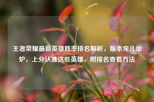 王者荣耀最新英雄胜率排名解析，版本宠儿出炉，上分认准这些英雄，附排名查看方法