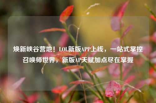 焕新峡谷营地!LOL新版APP上线,一站式掌控召唤师世界,新版AP天赋加点尽在掌握