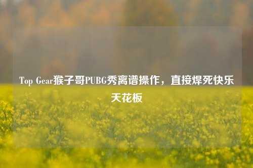 Top Gear猴子哥PUBG秀离谱操作，直接焊死快乐天花板