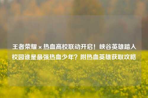 王者荣耀×热血高校联动开启！峡谷英雄踏入校园谁是最强热血少年？附热血英雄获取攻略