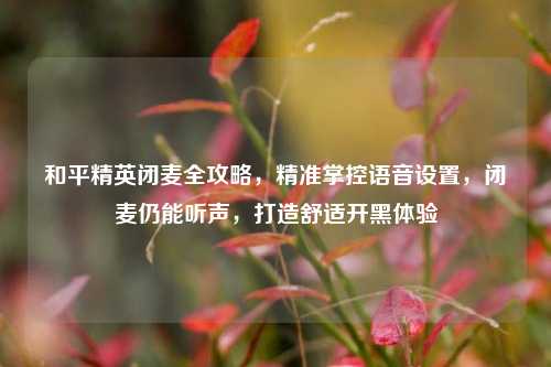 和平精英闭麦全攻略，精准掌控语音设置，闭麦仍能听声，打造舒适开黑体验