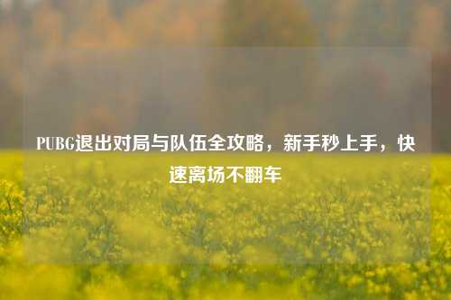 PUBG退出对局与队伍全攻略，新手秒上手，快速离场不翻车