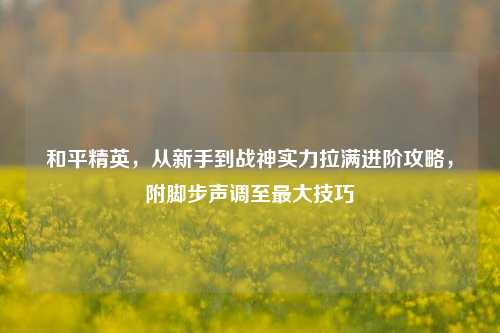 和平精英，从新手到战神实力拉满进阶攻略，附脚步声调至最大技巧