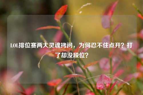 LOL排位赛两大灵魂拷问，为何忍不住点开？打了却没段位？