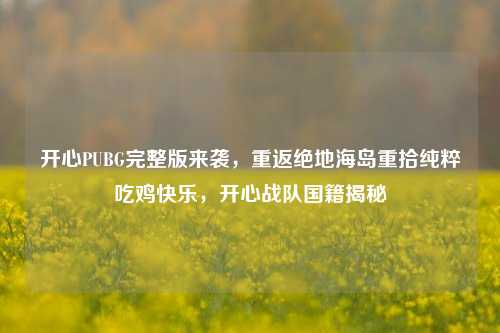 开心PUBG完整版来袭，重返绝地海岛重拾纯粹吃鸡快乐，开心战队国籍揭秘